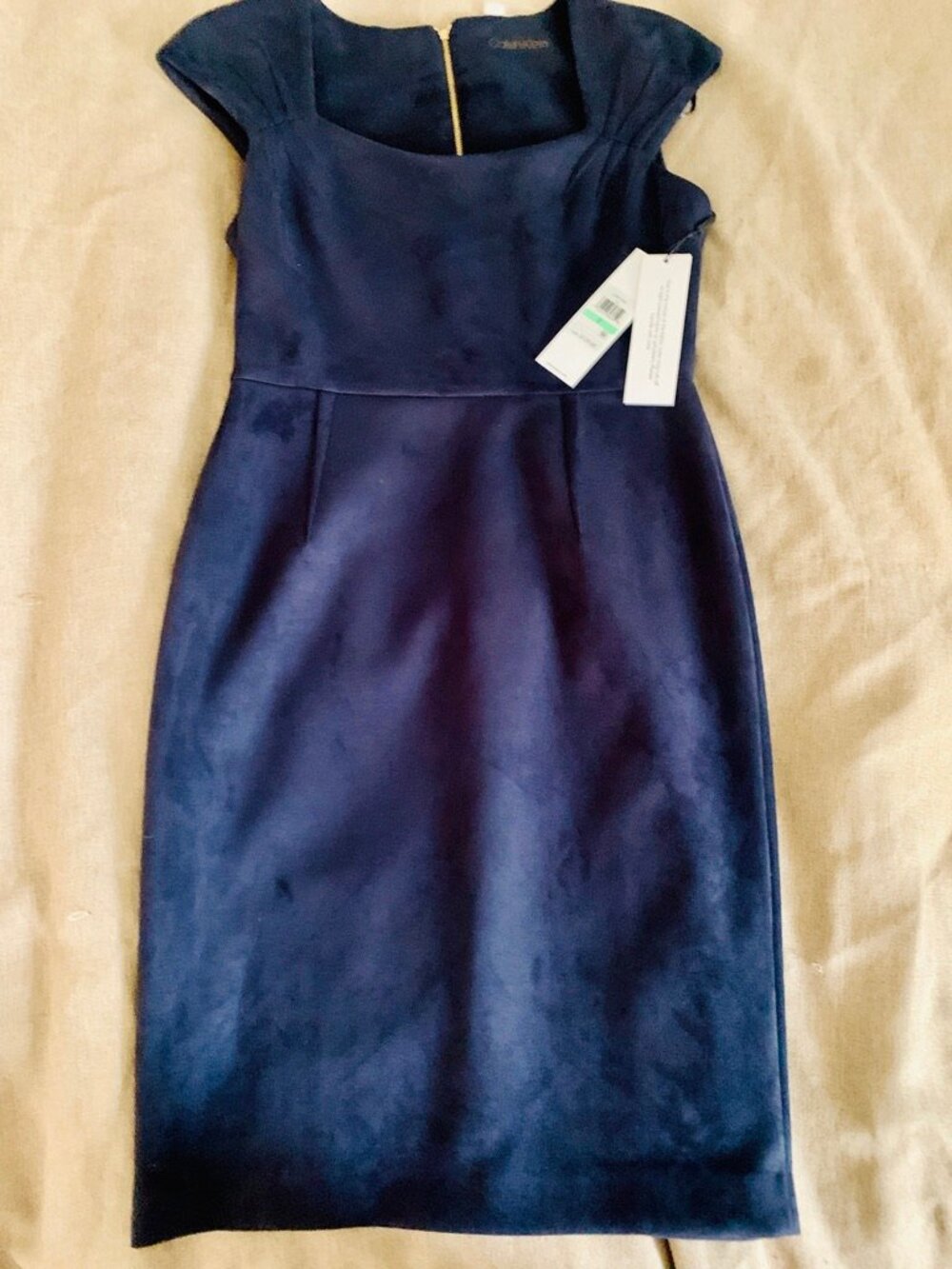 NWT - CALVIN KLEIN - Navy Dress with gold accents